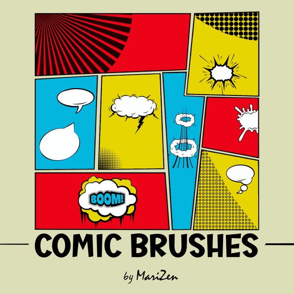 Comic Book Brushes for Procreate and Comic grids ready to stamp