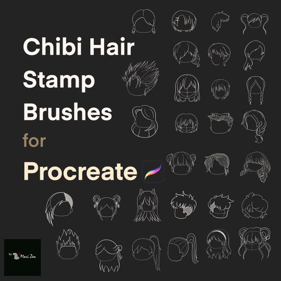 Anime Hair Stamp Brush for Procreate 31 Chibi Hair Reference -  Sweden