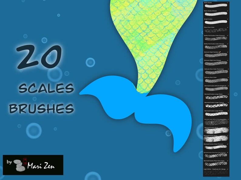 Procreate Brush Scale Brush Fish Scales Brushes Mermaid Scales Brushes Glitter Brushes Included