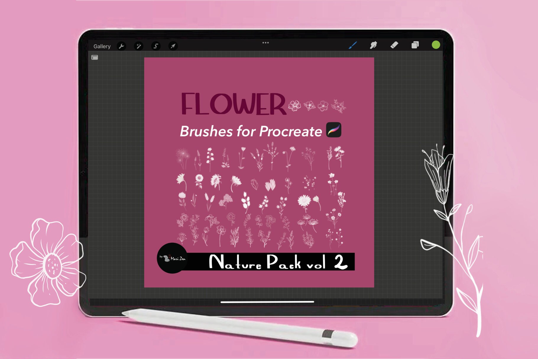 Flower Stamp Brushes for Procreate Nature Brushes Volume 2 - Etsy