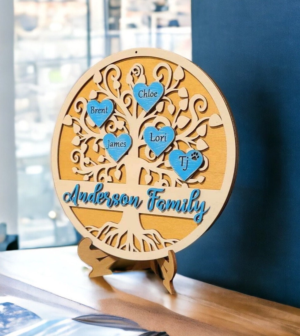 Wooden Family Tree, Personalized Family Tree, Family Tree, Engraved ...