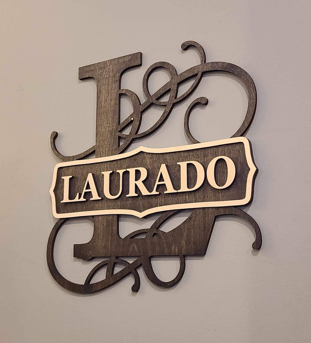 Custom Split Monogram Sign, Family Letter Sign, Capital Letter Wood ...