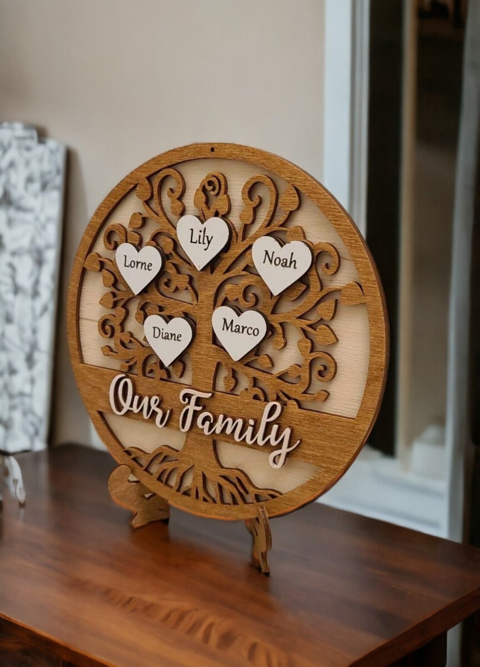 Wooden Family Tree, Personalized Family Tree, Family Tree, Engraved ...