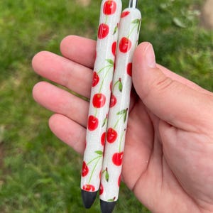 Cherry Glitter Pen, Refillable, Glitter, Pen, Fruit, Ink Joy Gel Pen, Gift, Pen Lover