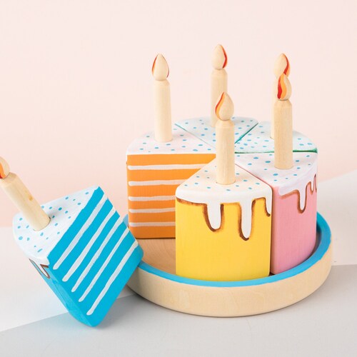 Play Birthday Cake Play Food Wood Wooden Birthday Cake Toy Etsy