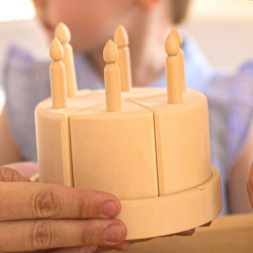 Play Birthday Cake Play Food Wood Wooden Birthday Cake Toy Etsy