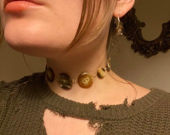 Fairycore Vintage Button Choker (Coraline Inspired)