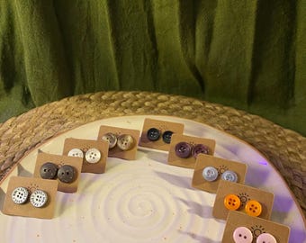 Fairycore Vintage Button Hypoallergenic Stud Earrings
