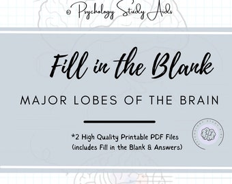 Parts of the Brain Printable Study Aid -- Fill in the Blank (A4, Standard Letter Size)