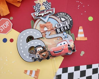 Personalized Cars Theme Cake Topper for Birthday | Custom Racing Party Decor