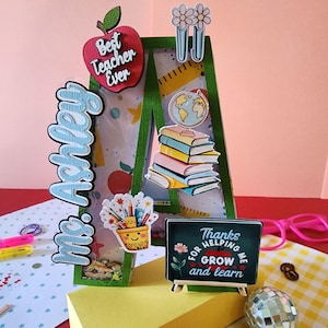 Regalo de agradecimiento para maestros / Agradecimiento de fin de año / Regreso a clases / Decoración con letras 3D / Regalo para maestros / Letras 3D Shaker