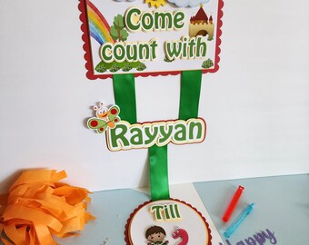 Bienvenido a la puerta de cumpleaños: Decoración personalizada para fiestas de cumpleaños inspirada en el conteo.