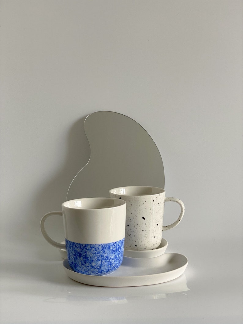 handmade black speckled design white earthenware mug / cup image 9