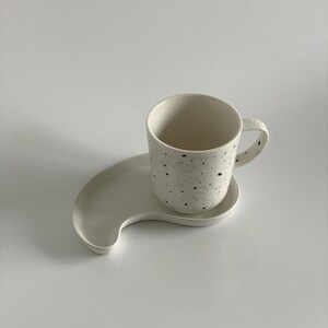 handmade black speckled design white earthenware mug / cup image 5