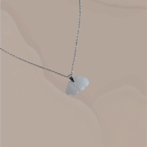 thin silver chain necklace with mother-of-pearl cloud pendant image 2