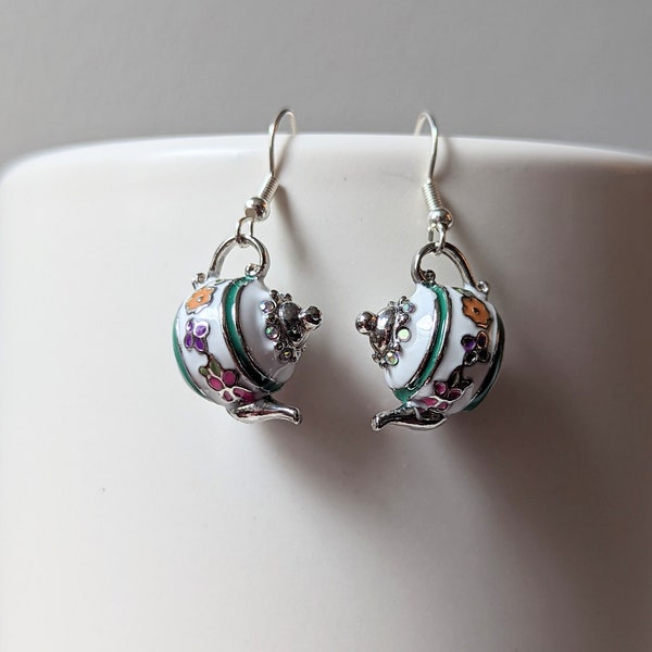 Alice in Wonderland Inspired Teapot Earrings, Ring, and Necklace