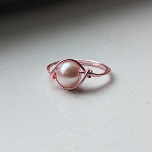 Pink Pearl Wire Ring