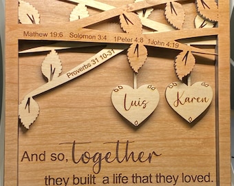 Arte para parejas, regalo de bodas, marco, personalizado, regalo de compromiso, el mejor regalo para despedida de soltera.