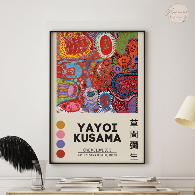 Yayoi Kusama Print Give Me Love Contemporary Art Kusama Etsy
