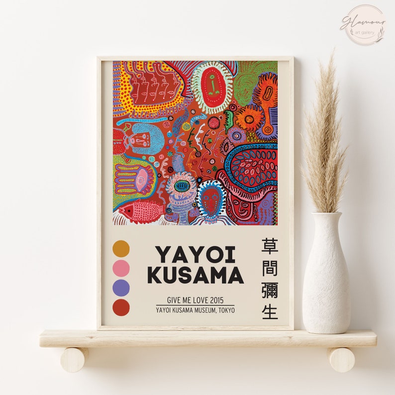 Yayoi Kusama Print Give Me Love Contemporary Art Kusama Etsy