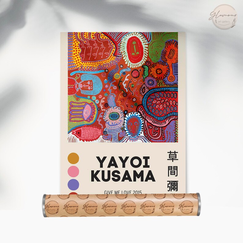 Yayoi Kusama Print Give Me Love Contemporary Art Kusama Etsy