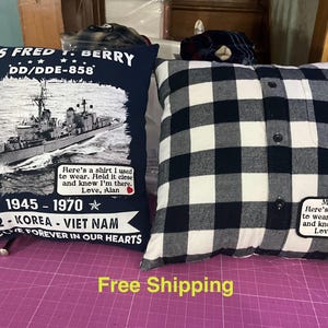 Remembrance Pillow: Memorial Keepsake Made from Loved One's Clothing image 3