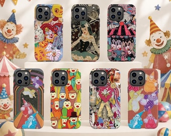 Whimsical Clown Phone Case, Clowncore Aesthetic Vintage Circus Cover for Iphone, Samsung, Magsafe Available