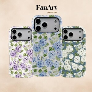 Blue Hydrangea Floral Phone Case, Pastel Summer Spring, TPU Protection (iPhone 12-17 ProMax)