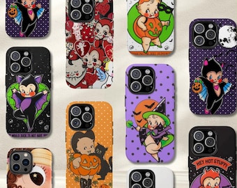 Kewpie Spooky Kitsch Halloween Phone Case, Cute Toddler Case, Shockproof Protective Cover, iPhone 11-17 & Samsung S22-S26