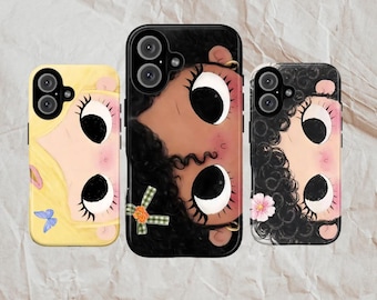 Dreamy Big Eyes Comic Girl Phone Case | Kawaii Cartoon iPhone TPU Case