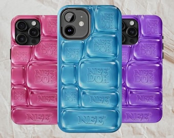 NeeDoh Cool Crush Ice Cube Phone Case, 2D Visual Printed Graphic Hard Phone Cover  For Iphone, Samsung, Magsafe Available