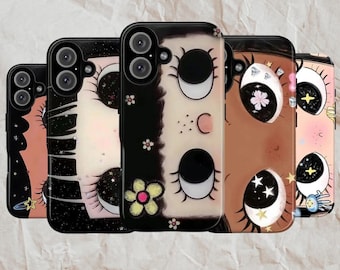 Dreamy Big Eyes Comic Girl Double Layer Phone Case For Iphone, Samsung, Magsafe Available