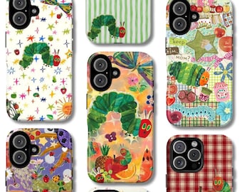 Cute Caterpillar Patchwork Phone Case Collection , The Very Hungry Caterpillar, Apple & Butterfly Pattern for iPhone