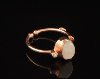 Natural Moonstone, Sterling Silver Ring, Solitaire Ring, Statement Ring, Gemstone Ring, Moonstone Jewelry, Handmade Ring, Dainty Ring