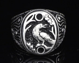 Crow Ring, Crow Signet Ring, , Signet Ring Men , Sterling Silver Animal Ring,  Custom Signet Ring , Anniversary, Memorial
