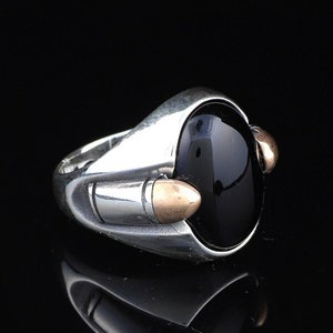Onyx Ring, Onyx Stone Ring, Natural Black Onyx Stone, Silver Bullet Ring , Men Sterling Silver Ring, Gift for Him