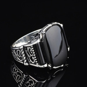 Black Onyx Men&#39;s Ring , Elegant Ring , Black Onyx Ring Sterling Silver, Oxidized Silver Ring,  Gift for Him