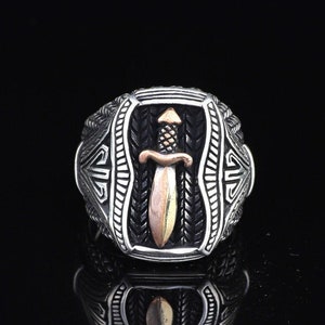 Sword Ring , Mens Signet Ring, Turkish Handmade Silver Men Ring , Statement Ring , Anniversary, Memorial