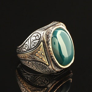 Sterling Silver Jade Ring for Men: Natural Stone