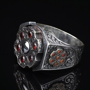 Sterling Silver Ruby Ring - Handcrafted Rotating Design - Ruby Ring Vintage - Personalized Gift