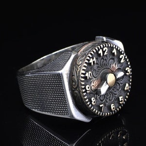 Sterling Silver Rotating Ring with Watch Design - Watch Movement Design Ring - Sterling Silver Rotating Jewelry - Boyfriend Gift