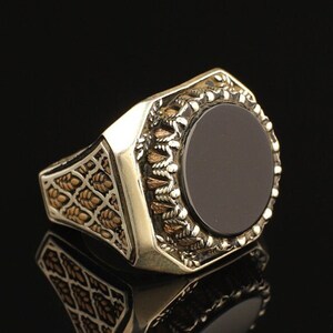 Black Onyx Men&#39;s Ring ,Onyx Ring , Black Onyx Ring Sterling Silver, Shiny Onyx Ring, Signet Ring Men, Gift for Him