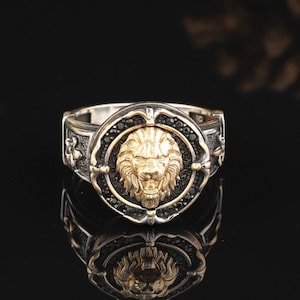 Lion Ring 925K Sterling Silver, Lion Ring Men, Pinky Ring Men, Vintage Ring, Gold Lion Ring