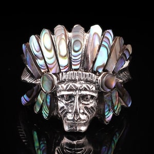 Indianer Häuptling Handgemachter Silber Männer Ring, Regenbogen Amerikanischer Häuptling Sterling Silber Männer Schmuck, Biker Ring, Gedenkgeschenk, Amerikanisches Geschenk