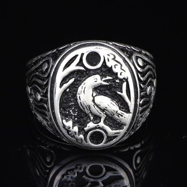 Crow Ring, Crow Signet Ring, , Signet Ring Men , Sterling Silver Animal Ring,  Custom Signet Ring , Anniversary, Memorial