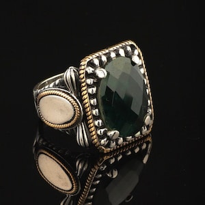 925K Sterling Silver Jade Ring, Jade Ring for Men, Ottoman Men Ring, Natural Stone Ring, Men Jade Stone Ring, Gift for Him