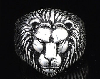 Anillo de León, Anillo del Rey León, Anillo de León Salvaje, Anillo de Hombre Cabeza de León 3D, Anillo de Plata para Hombre, Regalo para él, Aniversario