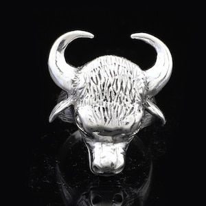 Anillo de toro, anillo de toro enojado, anillo de animal, anillo de toro de plata de ley 925K, aniversario, conmemorativo
