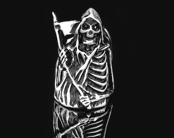 Sterling Silver Skeleton Ring: Gothic Biker Skull Jewelry
