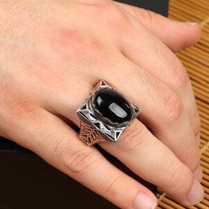 Handmade Black Onyx Sterling Silver Ring: Ottoman Style Jewelry
